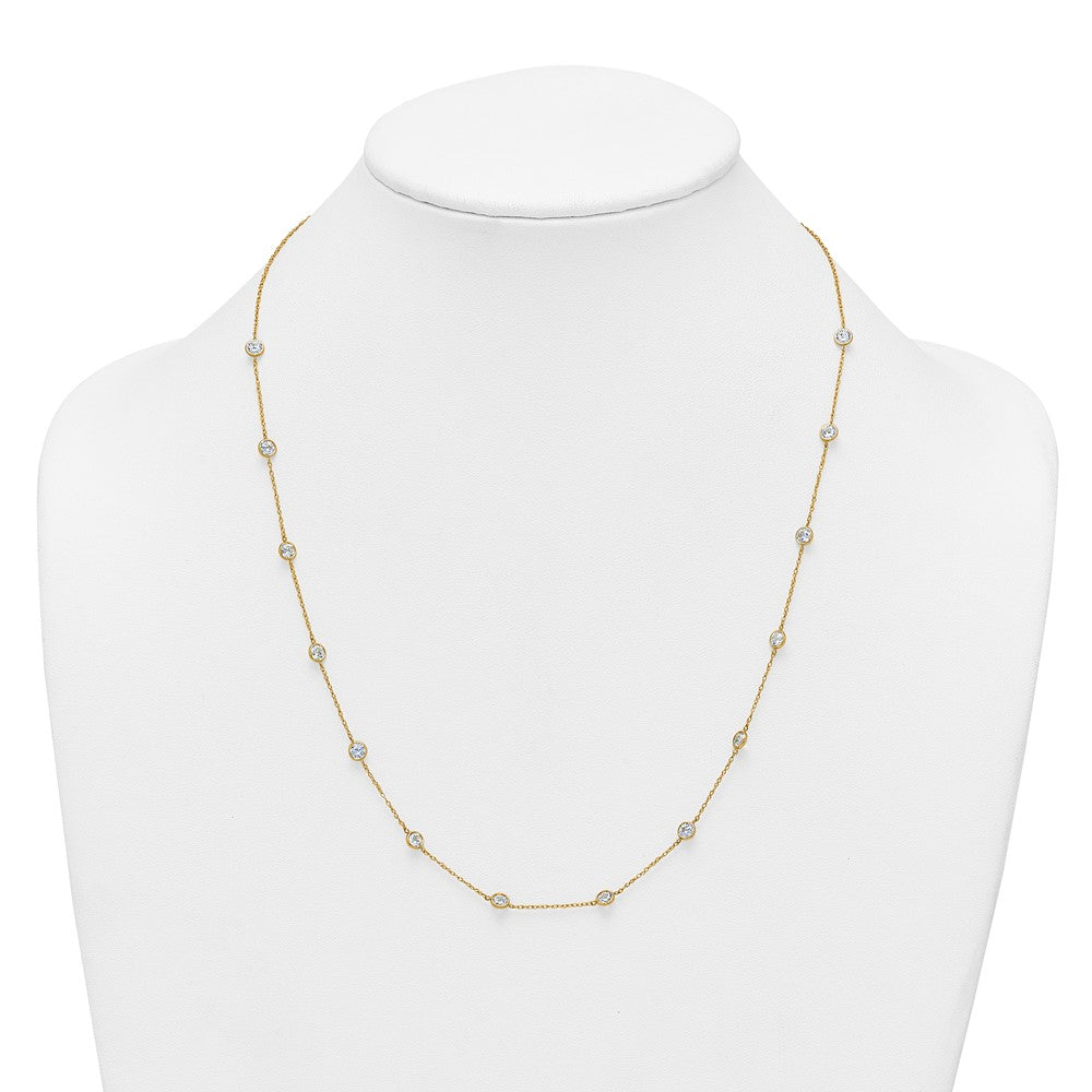 10k Polished CZ 14 Station Necklace