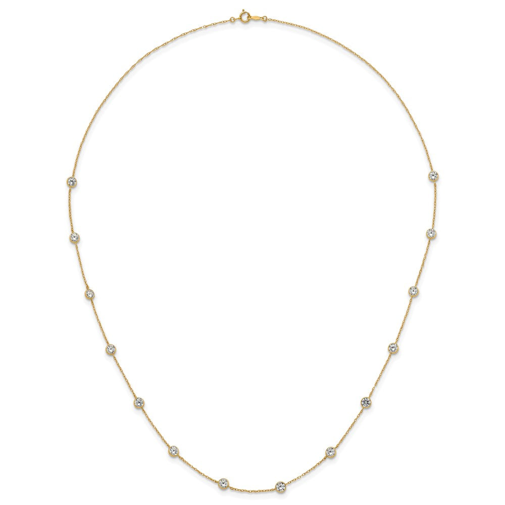 10k Polished CZ 14 Station Necklace