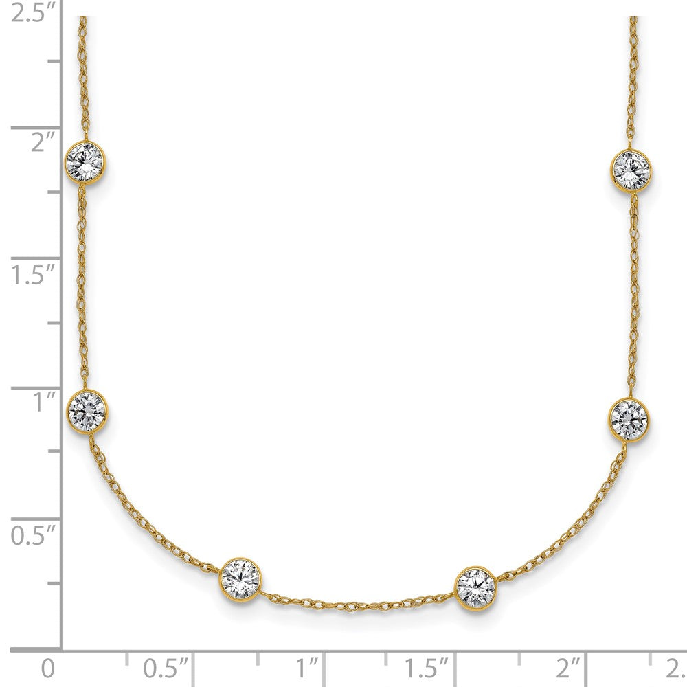 10k Polished CZ 14 Station Necklace