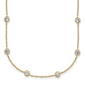 10k Polished CZ 14 Station Necklace