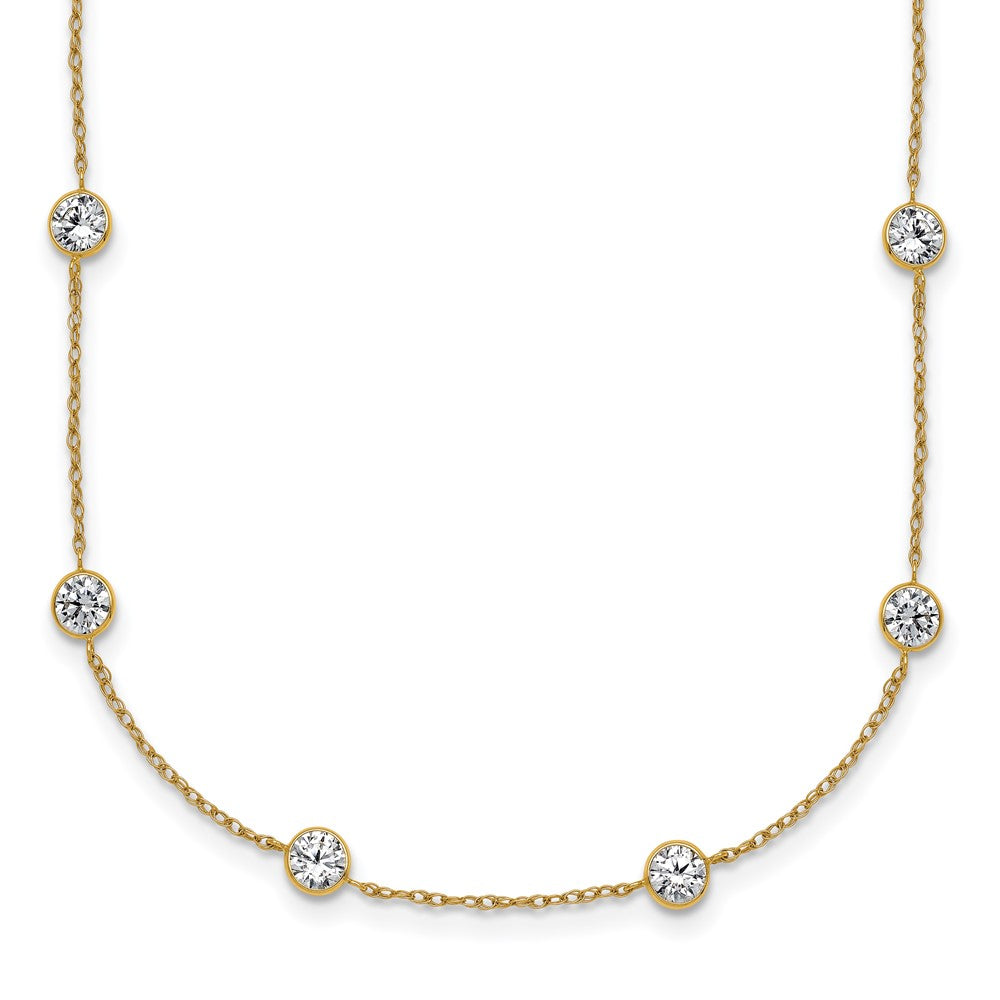 10k Polished CZ 14 Station Necklace