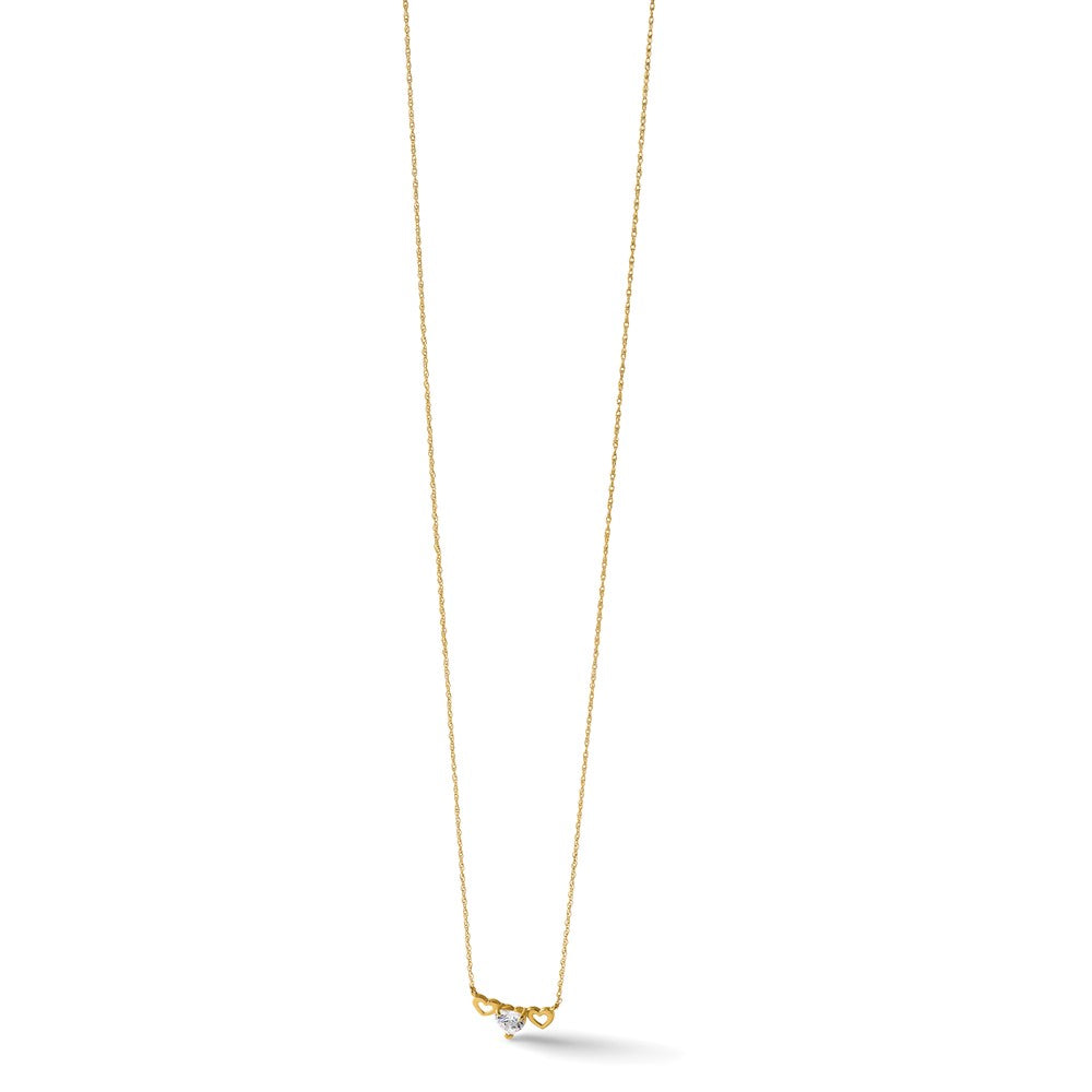 10k Polished CZ Triple Heart Necklace