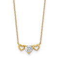 10k Polished CZ Triple Heart Necklace