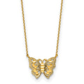 10k Polished and Diamond-cut Butterfly w/2in ext. Necklace
