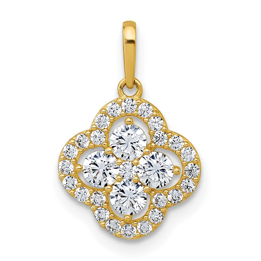 10k Polished CZ Fancy Pendant