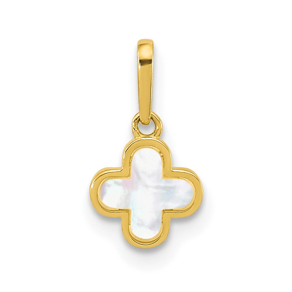 10k Polished Mother of Pearl Clover Pendant