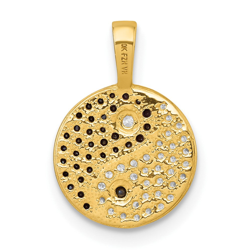 10k Polished Black & White CZ Yin & Yang Pendant