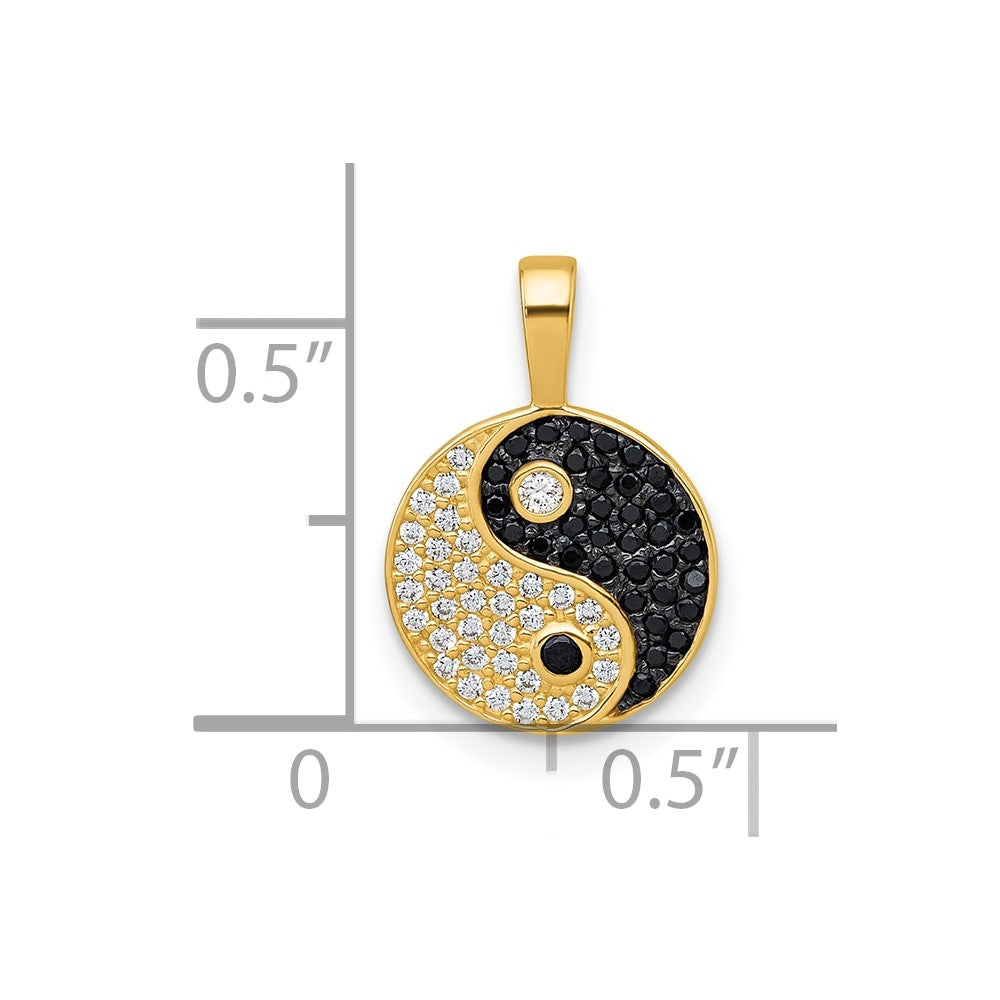 10k Polished Black & White CZ Yin & Yang Pendant