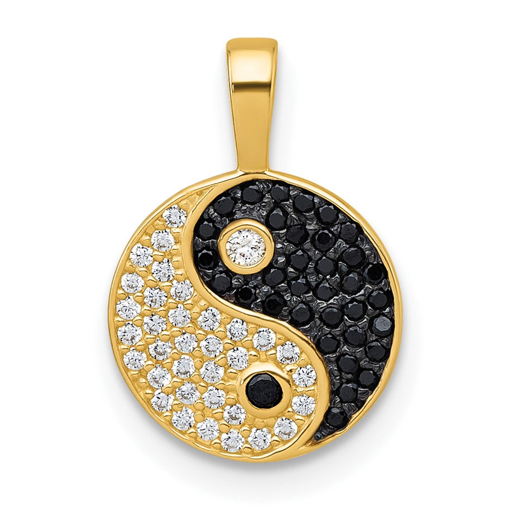 10k Polished Black & White CZ Yin & Yang Pendant