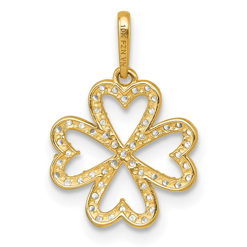 10k Polished CZ 4 Leaf Clover Pendant