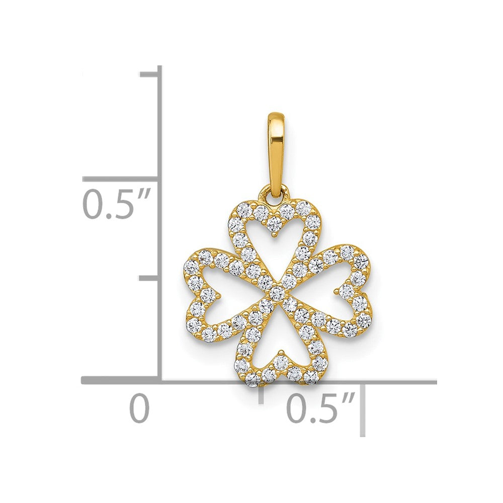 10k Polished CZ 4 Leaf Clover Pendant