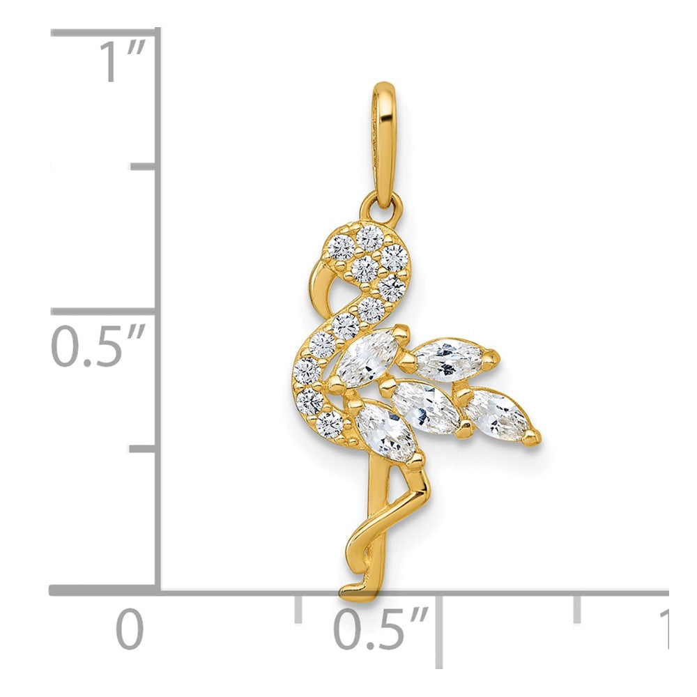 10k Polished CZ Flamingo Pendant