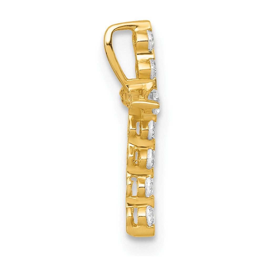 10k Polished CZ Cross Chain Slide Pendant