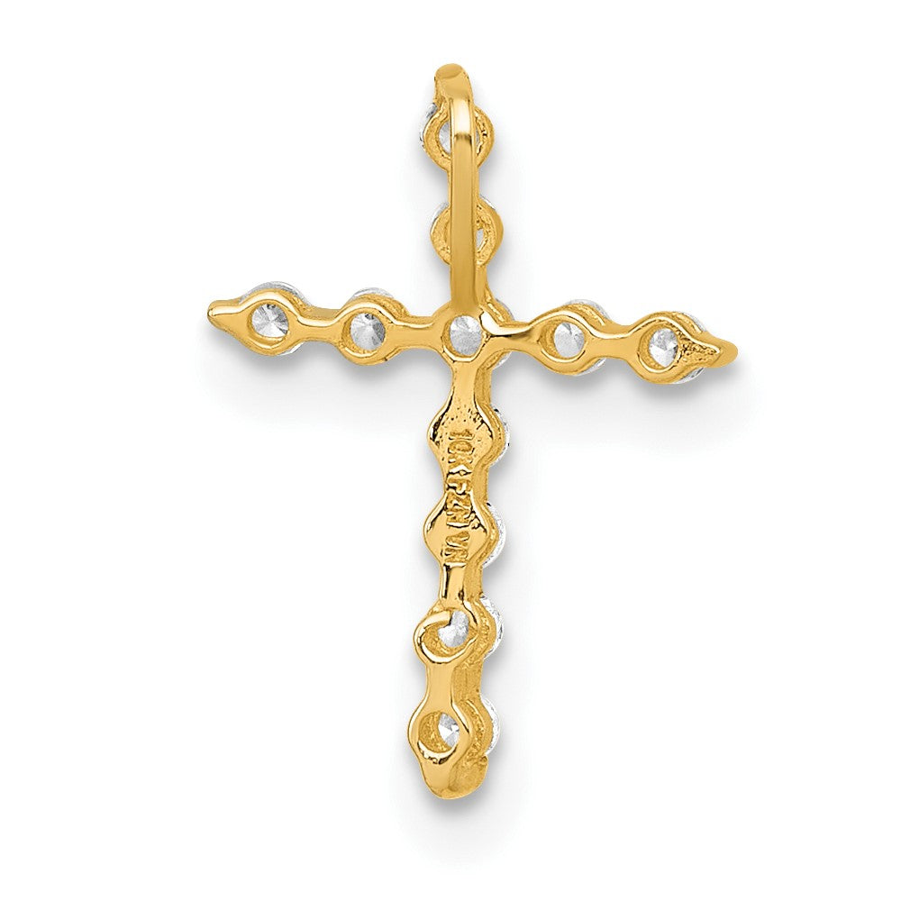 10k Polished CZ Cross Chain Slide Pendant