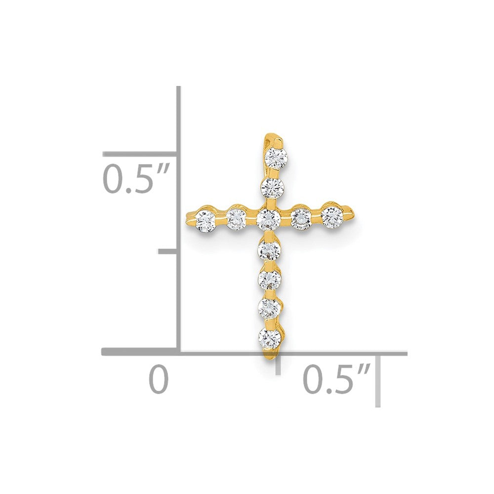 10k Polished CZ Cross Chain Slide Pendant
