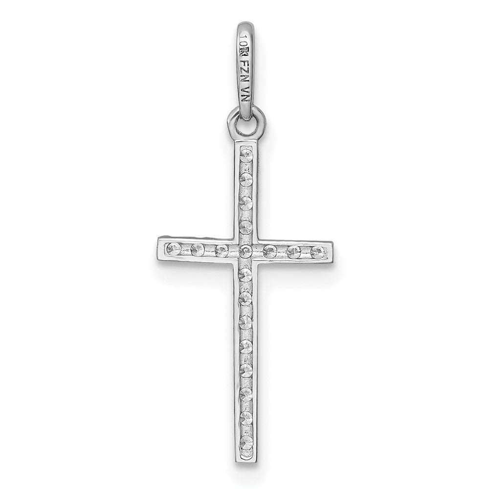 10k White Gold Polished CZ Cross Pendant