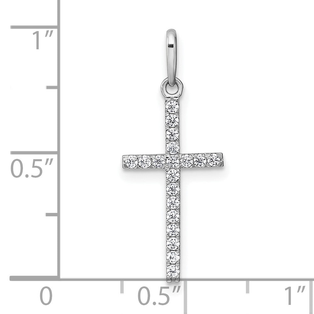 10k White Gold Polished CZ Cross Pendant