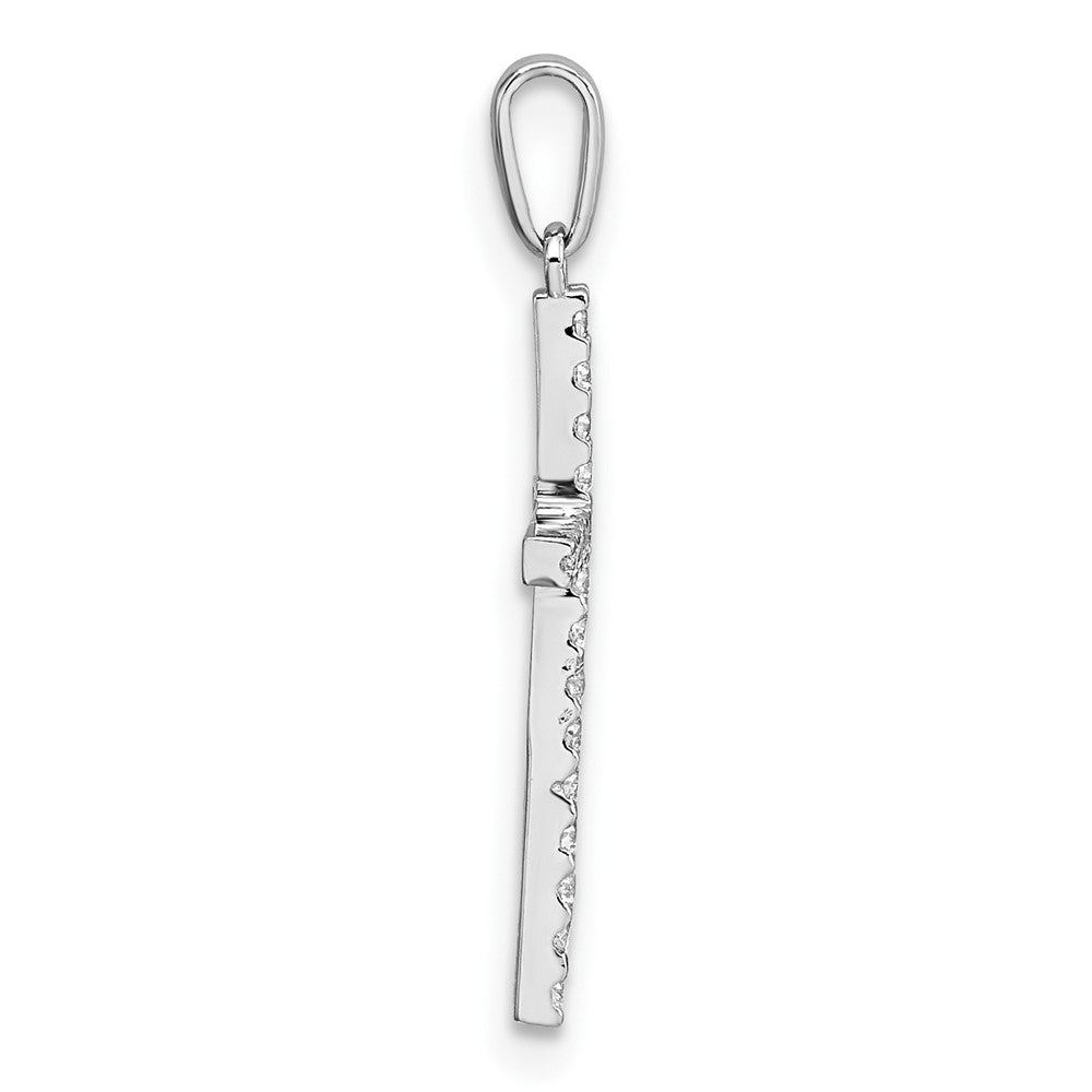 10k White Gold Polished CZ Cross Pendant