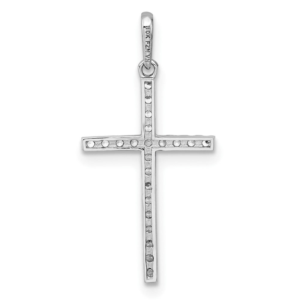 10k White Gold Polished CZ Cross Pendant