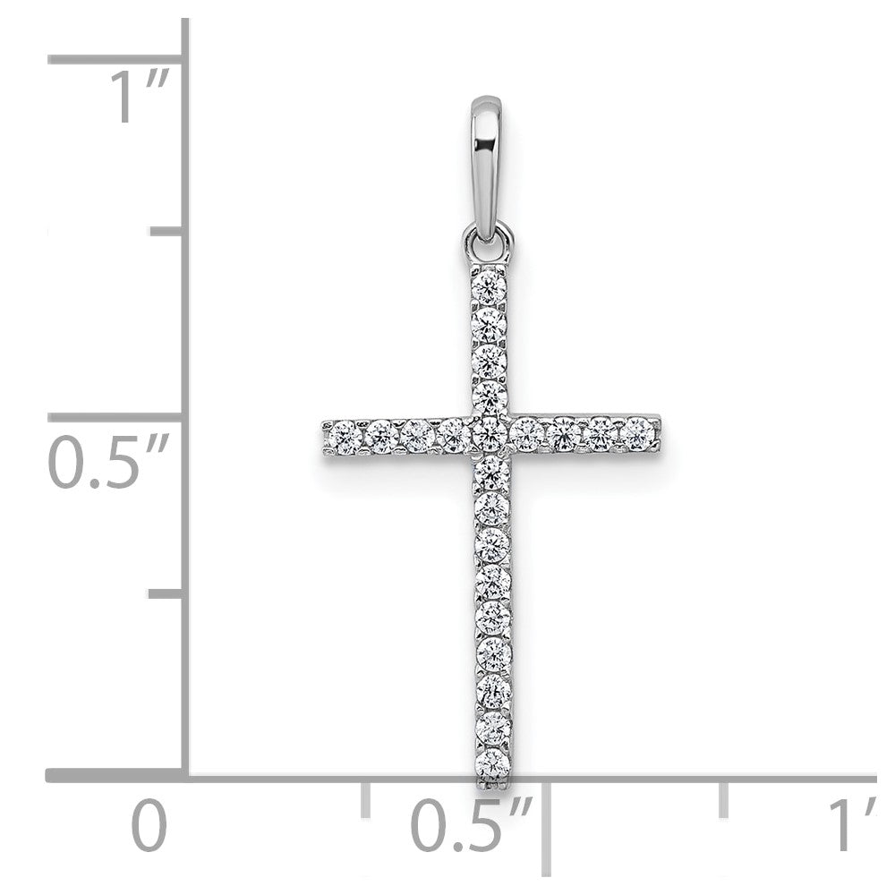 10k White Gold Polished CZ Cross Pendant