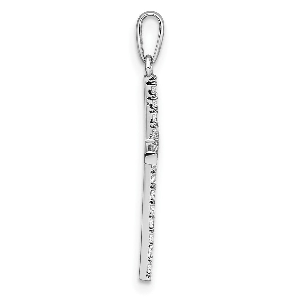 10k White Gold Polished CZ Cross Pendant