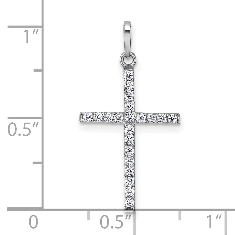 10k White Gold Polished CZ Cross Pendant
