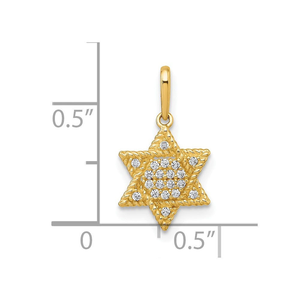 10k Polished CZ Star of David Pendant