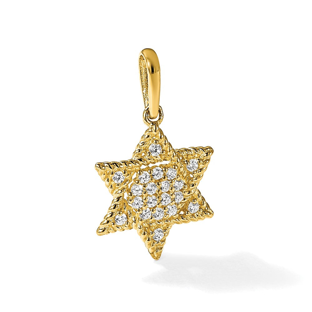 10k Polished CZ Star of David Pendant