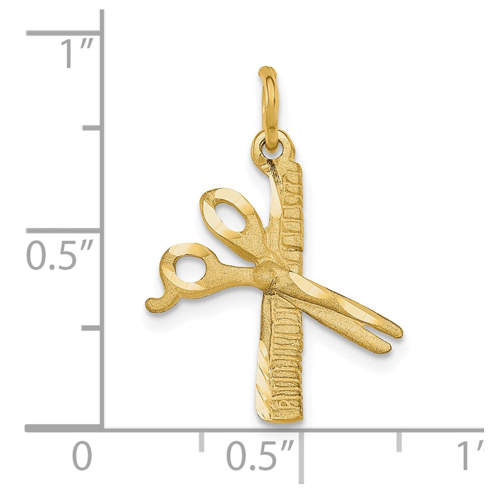 10K Comb and Scissors Charm