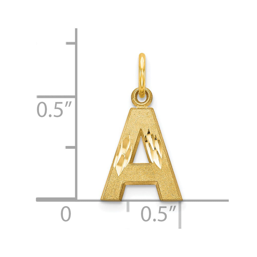 10K Satin Diamond-cut Initial A Charm