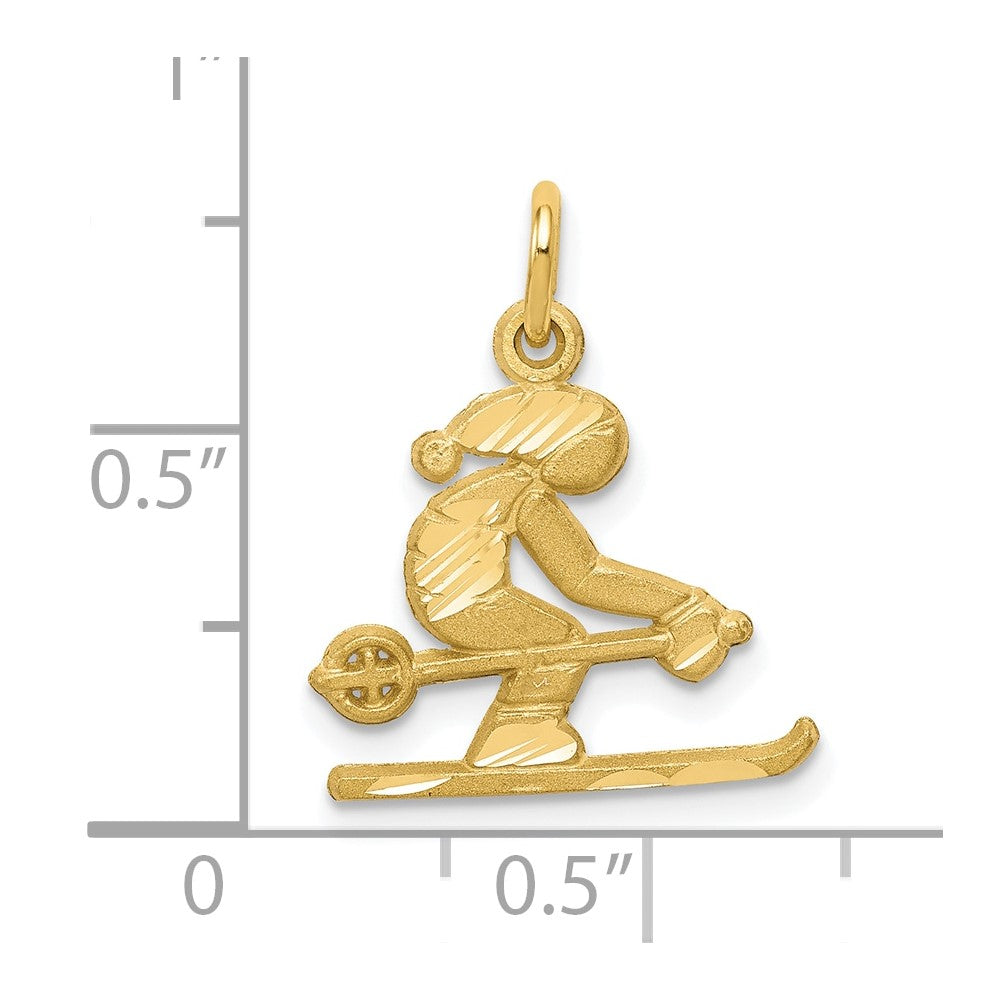 10k Diamond-cut Skier Charm