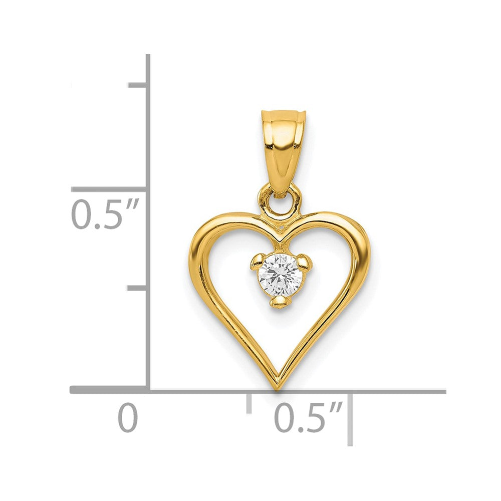 10k CZ Heart Charm