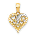 10K W/Rhodium Heart Charm