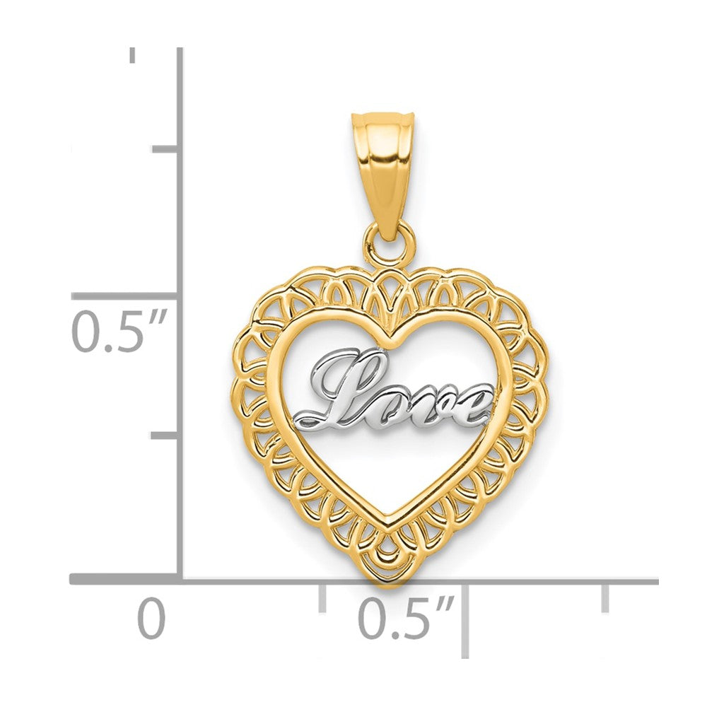 10K w/ Rhodium LOVE Heart Charm