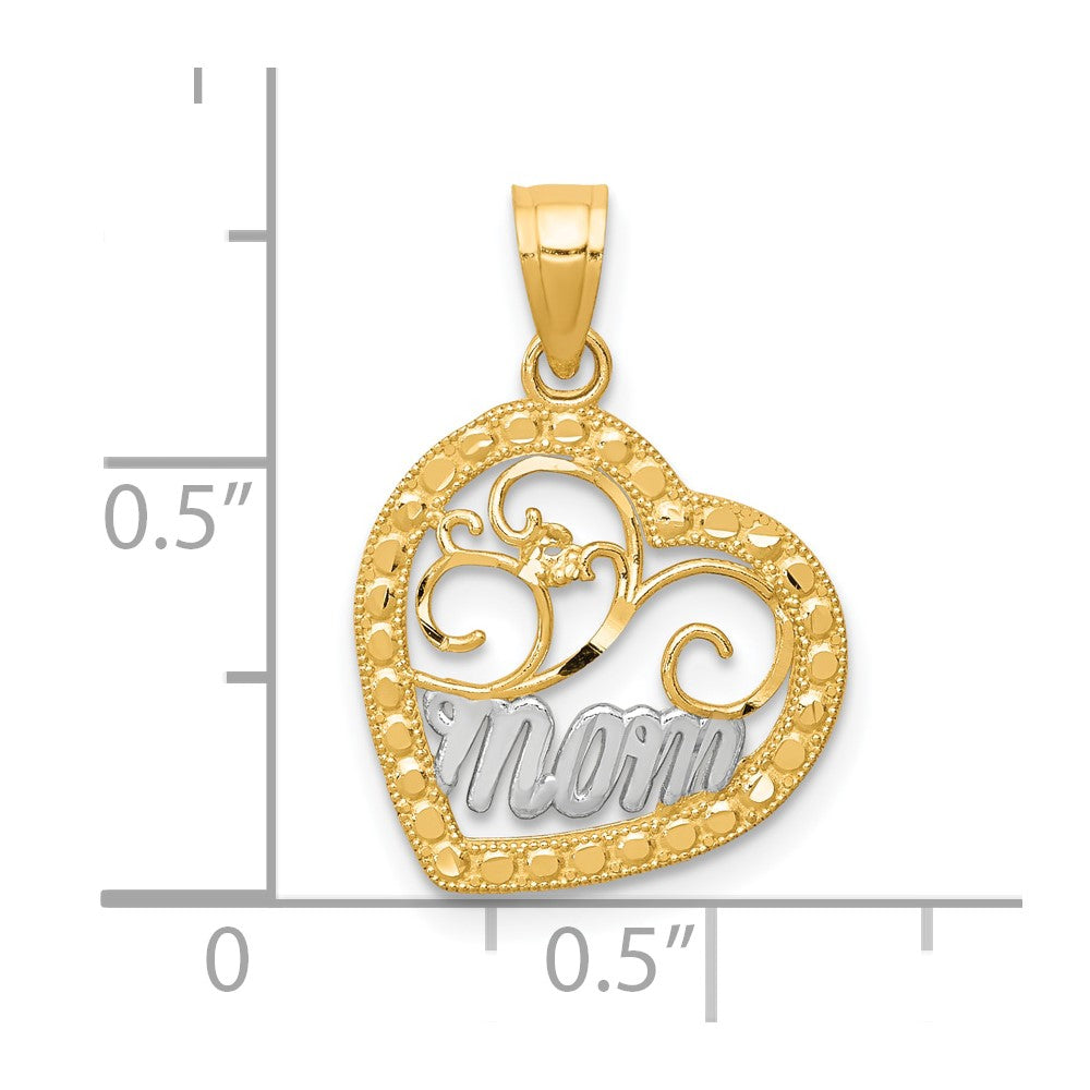 10K & Rhodium MOM Heart Charm