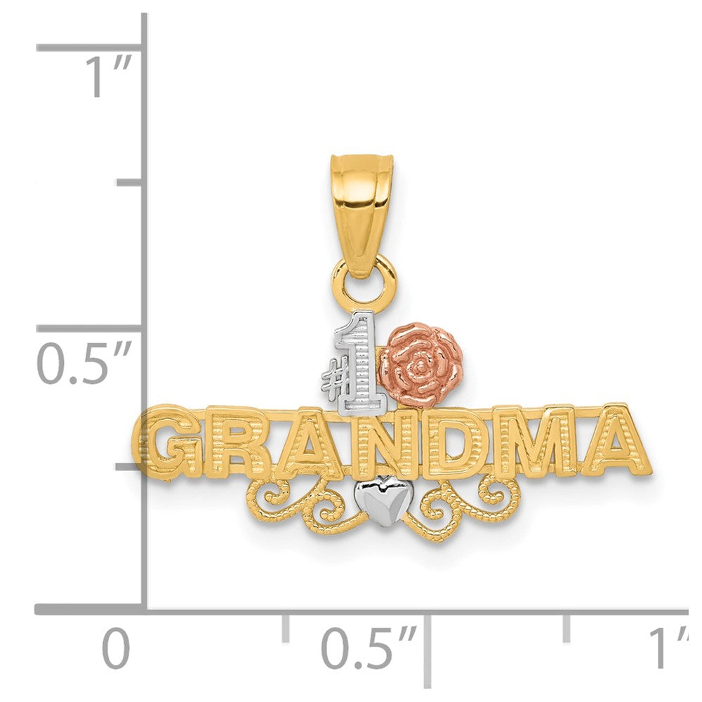 10K Two-Tone w/White Rhodium #1 GRANDMA Charm