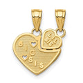 10K BIG SIS, Lil SIS Break-Apart Heart Charm