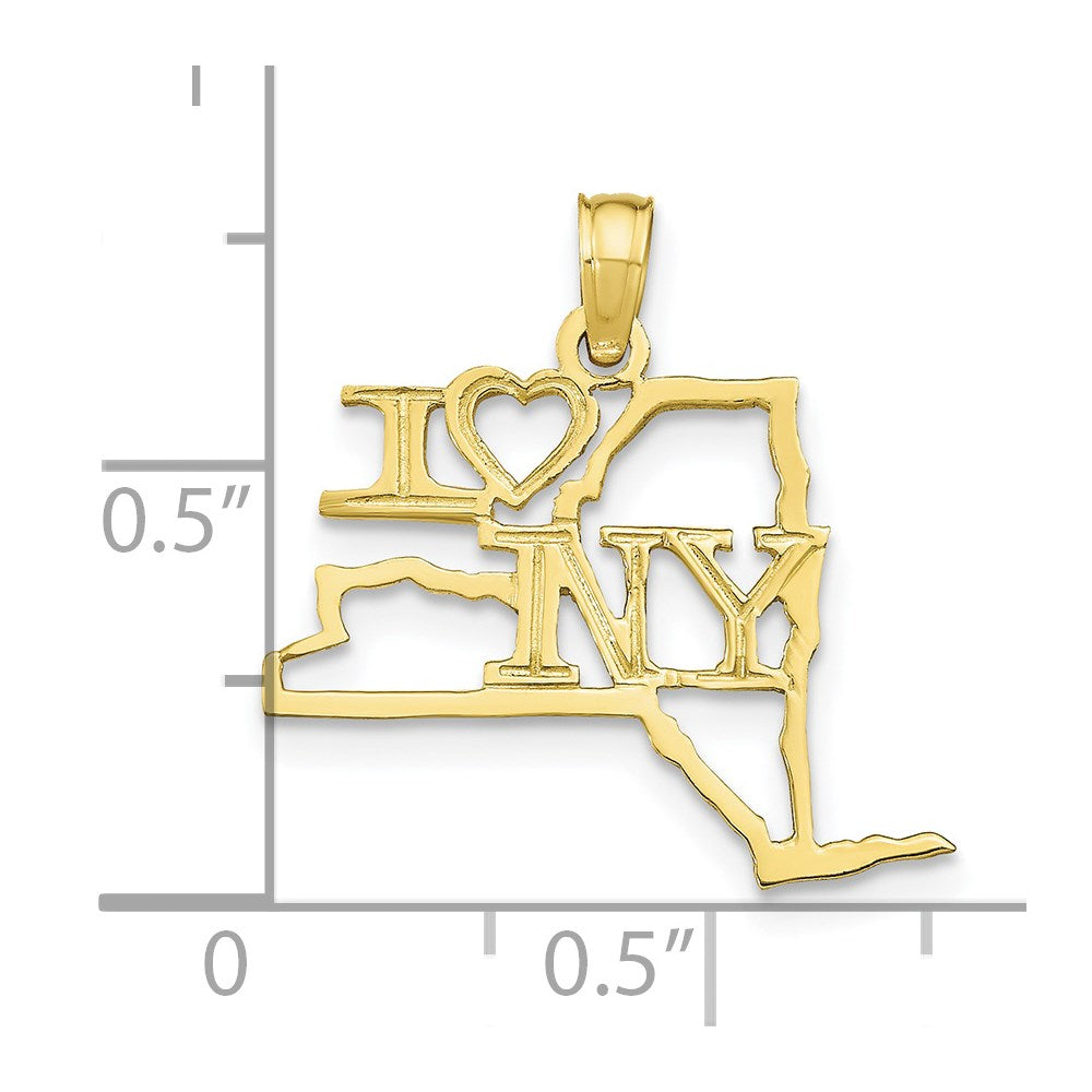 10K Solid New York State Pendant