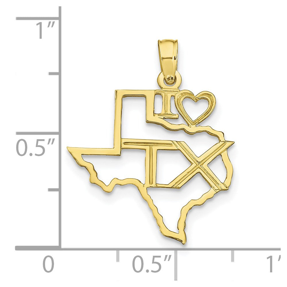 10K Solid Texas State Pendant