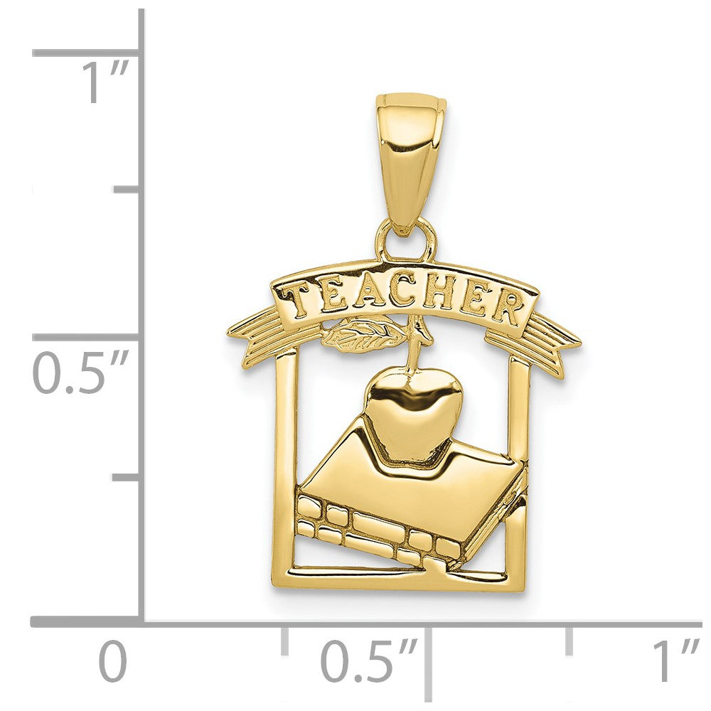 10k Polished Flat-Backed Teacher Frame Pendant