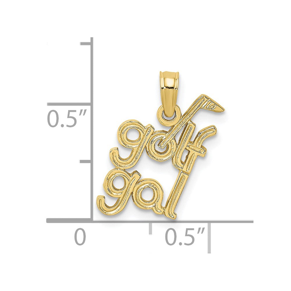 10K Solid Polished GOLF GAL Charm