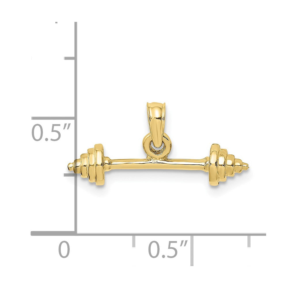 10K Solid Polished 3-D Dumbbell Charm