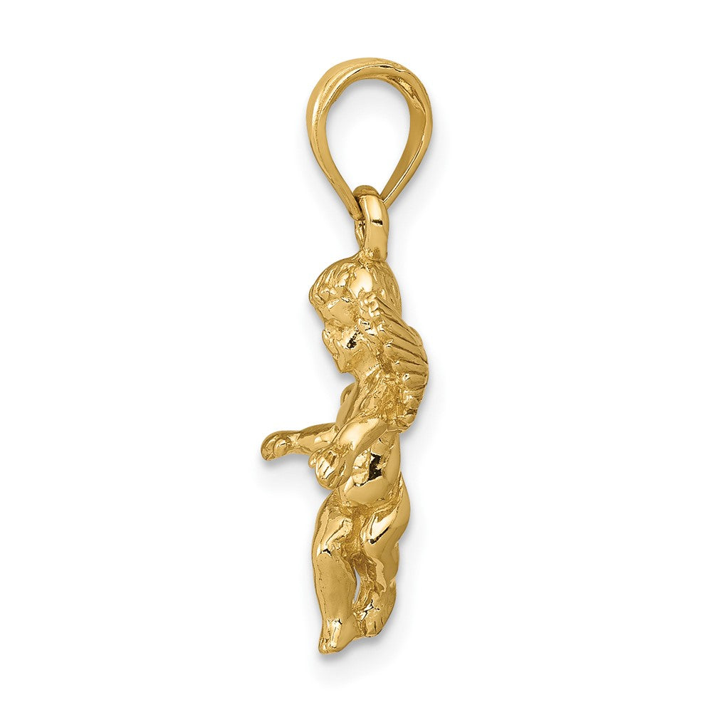 10k 3D Polished Solid Angel Pendant