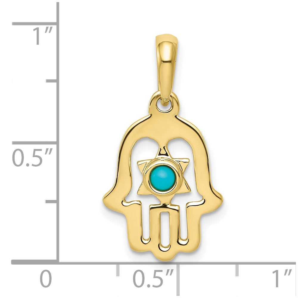 10k Turquoise Chamseh Pendant