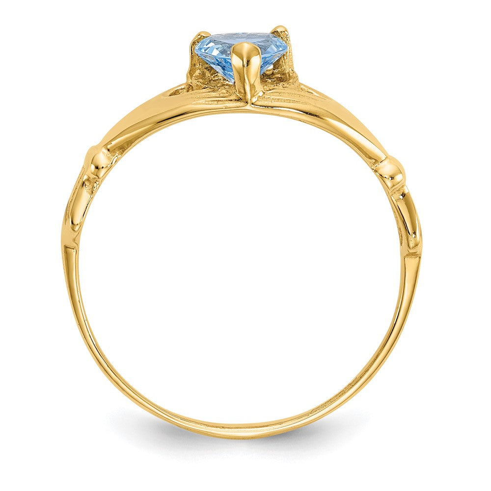 10k CZ March Birthstone Claddagh Heart Ring