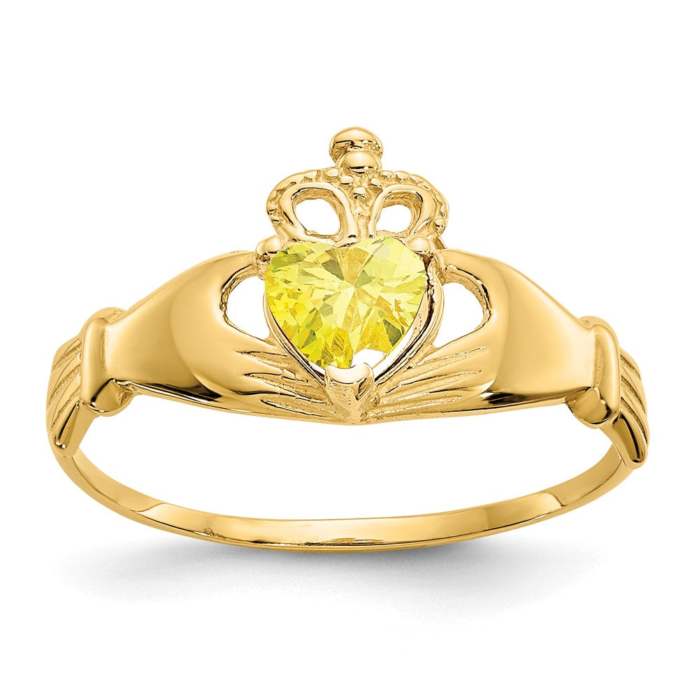 10k CZ November Birthstone Claddagh Heart Ring