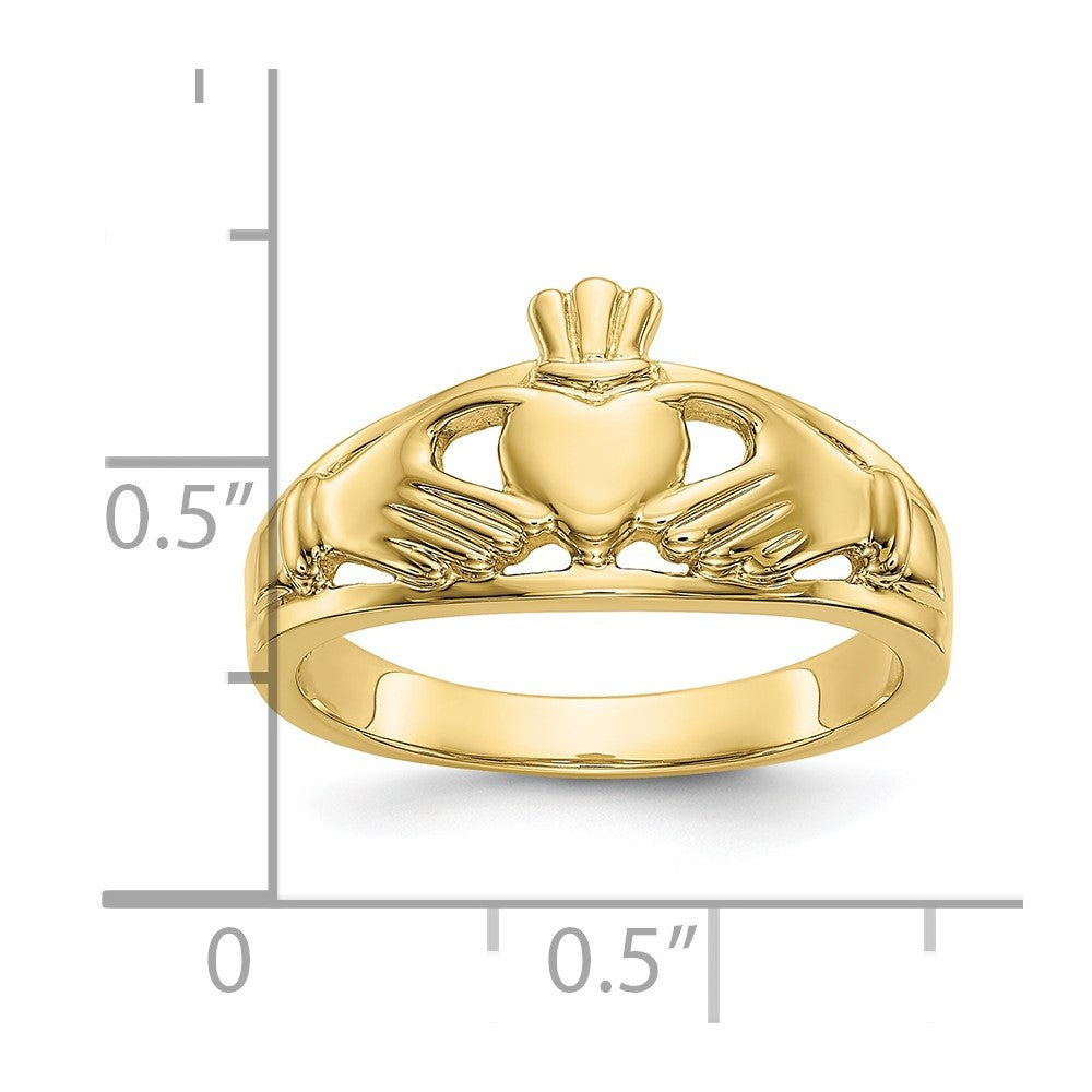 10k Polished Ladies Claddagh Ring