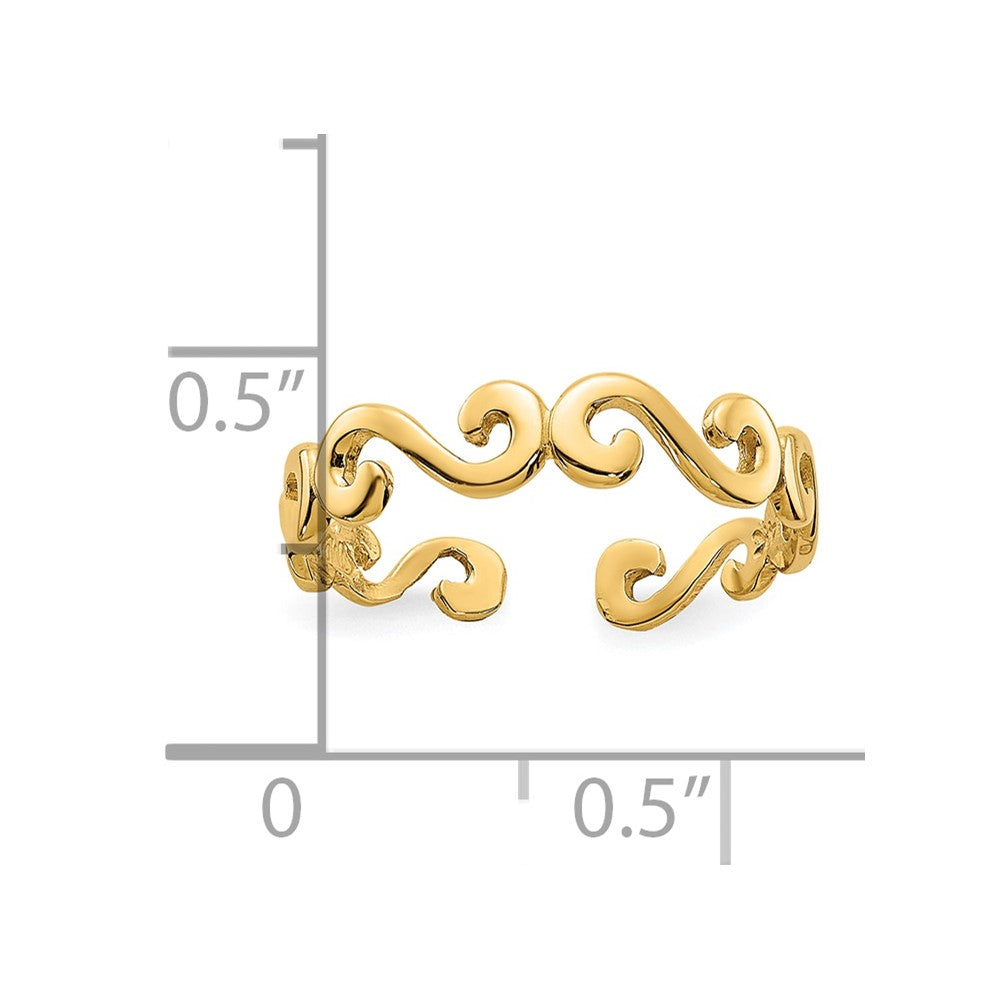 10k Swirl Toe Ring