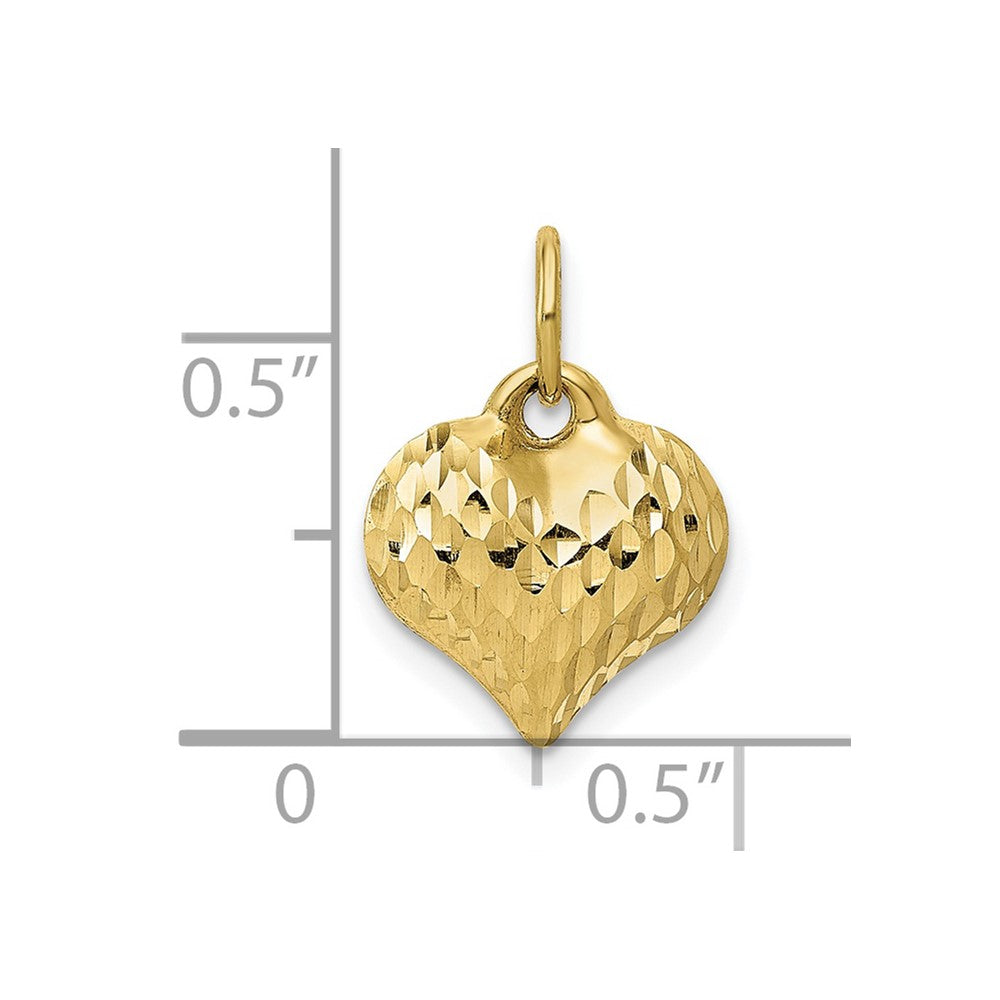 10K Polished & Textured 3-D Heart Pendant