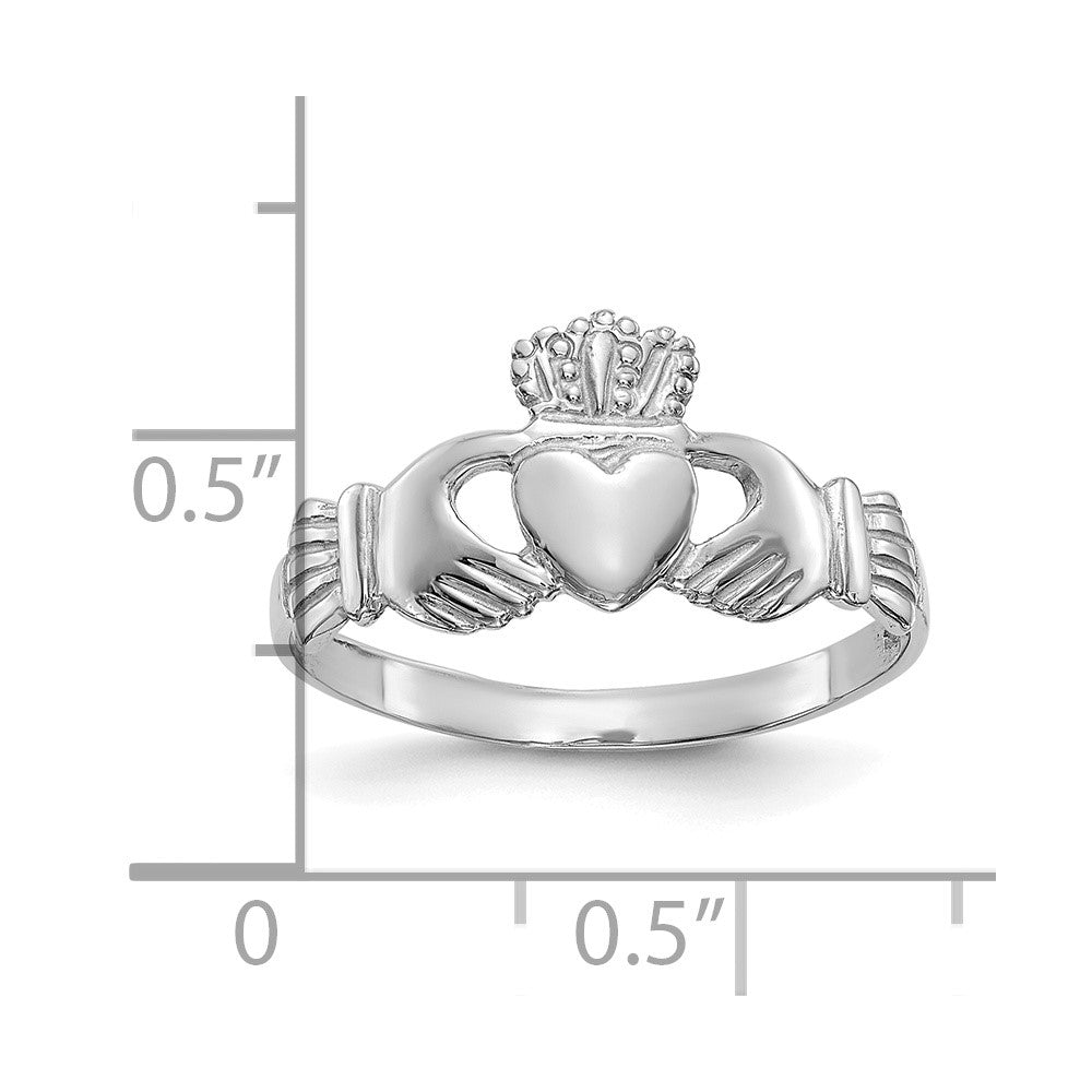 10k White Gold Ladies Claddagh Ring